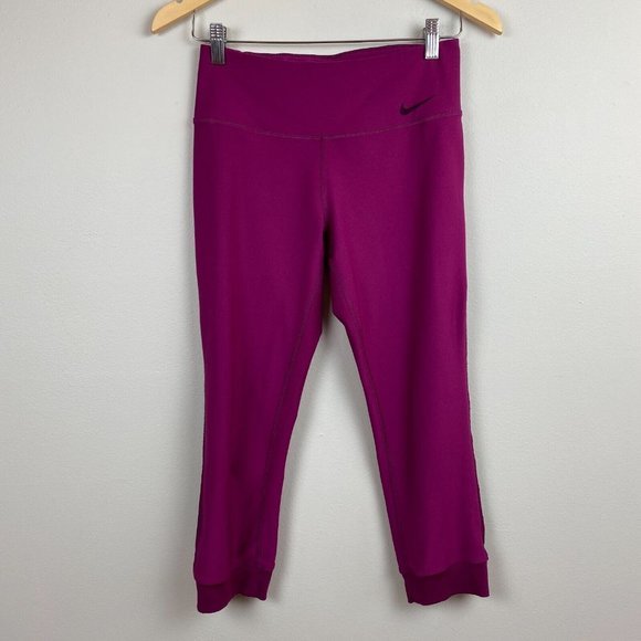 Nike Dri-Fit Power Legend Crop Legging S Magenta‎ Stretch Active Workout - Picture 1 of 11